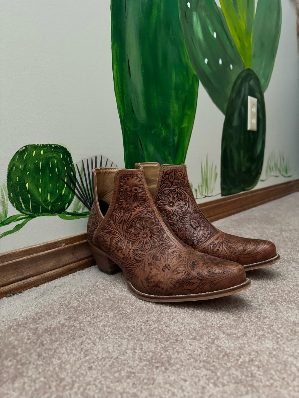 Myra tooled leather booties